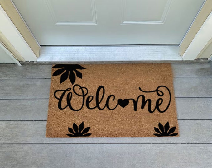 Welcome Doormat, Custom Door Mat For Front Door, Personalized Custom Doormat, Painted Doormat For Housewarming Gift