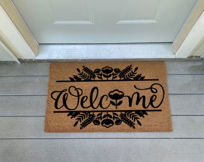 Welcome Doormat, Flower Doormat, Funny Doormat, Custom Door Mat For Front Door, Personalized Custom Doormat