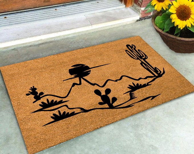 Sunrise Desert Doormat, Custom Shop Logo Mat, Personalized Gift, Custom Door Mat For Front Door, Personalized Home Decor