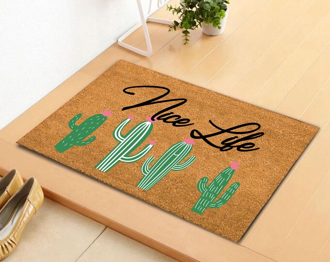 Cactus Door Mat, Custom Outdoor Patio Mat, Logo Mat Doormat, Funny Doormat, Unique Birthday Present, Housewarming Mat