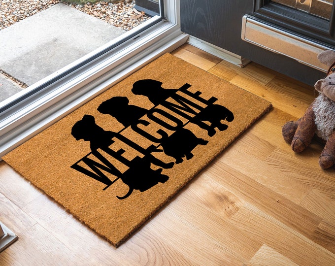 Welcome Doormat, Custom Coir Door Mat, Custom Doormat, Cute Doormat, Natural Coir Mat, Housewarming Gift Doormat, Outdoor Doormat