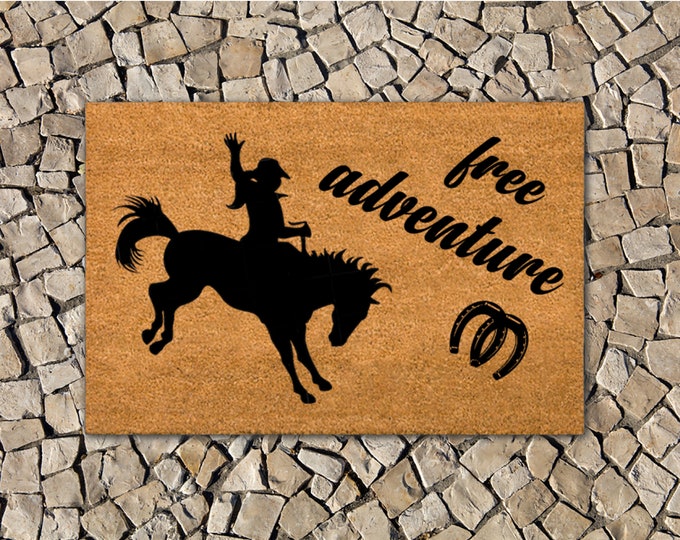 Cowgirl Doormat, Funny Doormat, Custom Coir Door Mat For Front Door, Housewarming Gift Doormat, Cute Doormat