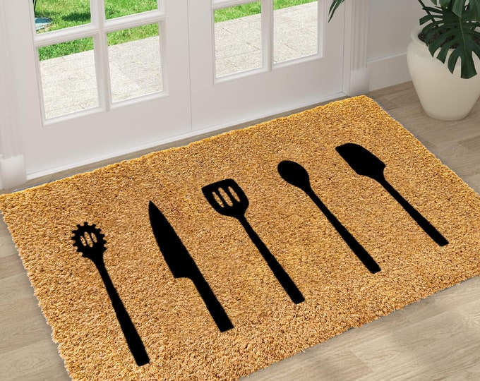 Kitchenware Doormat, Custom Doormat, Personalized Custom Doormat, Personalized Gift, Painted Doormat For Housewarming Gift, Custom Door Mat