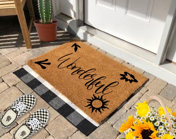 Wonderful Doormat, Housewarming Gift Doormat, Personalized Custom Doormat, Painted Doormat For Housewarming Gift