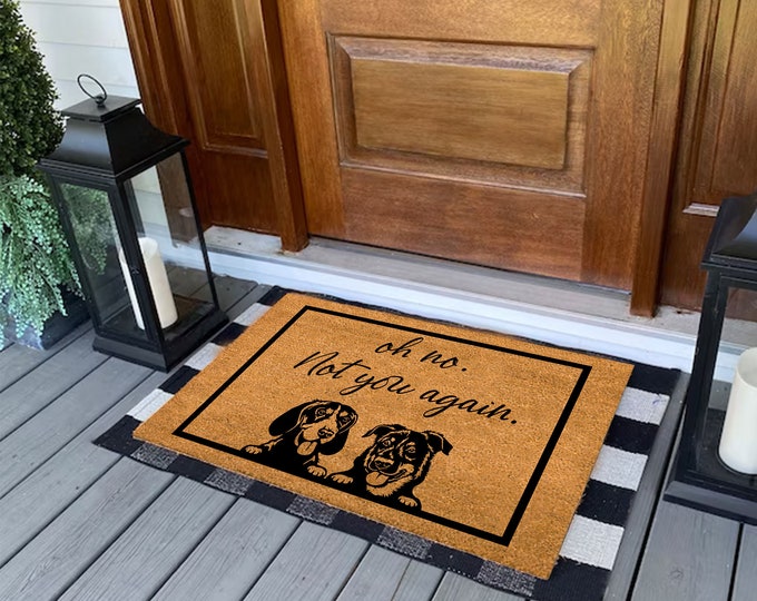 Oh No Not You Again Doormat , Custom Door Mat For Front Door, Personalized Custom Doormat, Personalized Gift, Painted Doormat