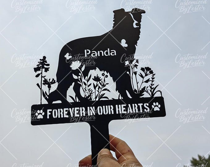 Custom Name Black Dog Stake, Personalized Dog Outdoor Decor, Dog Garden Art, Gothic Home & Yard Art, Perfect for Cat Enthusiasts