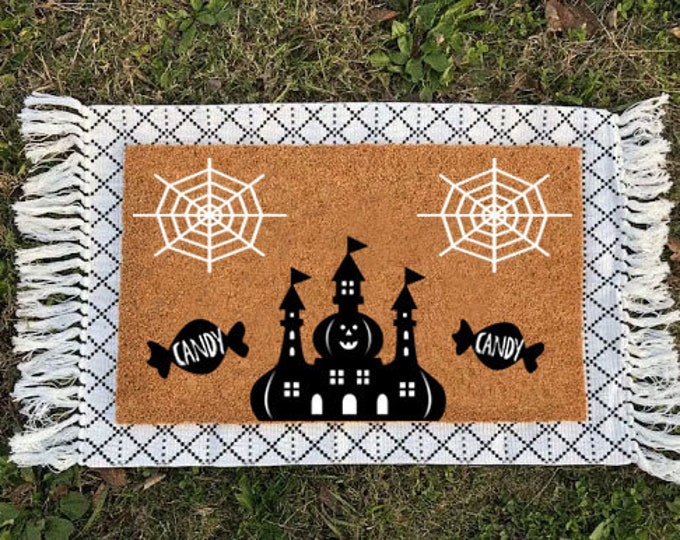 Halloween Mat, Pumpkin Doormat, Candy Doormat, Pet Owner Gift, Custom Door Mat For Front Door, Personalized Custom Doormat.