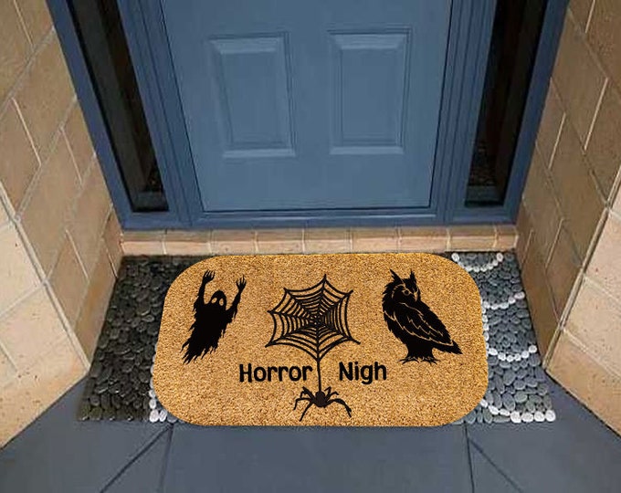 Horror Nigh Doormat, Disney Home Decor, Personalized Custom Doormat, Personalized Gift, Painted Doormat for Housewarming Gift