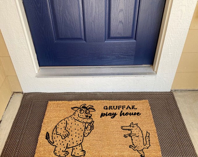 Gruffai Play House Doormat, Welcome Mat, Custom Door Mat For Front Door, Painted Doormat For Housewarming Gift