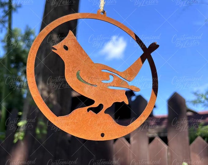 Rusty Metal Cardinal Wall Art, Rustic Garden Decor, Rusty Metal Birds Outdoor Accent, Rusty Red Cardinal Outdoor Art, Outdoor Decor