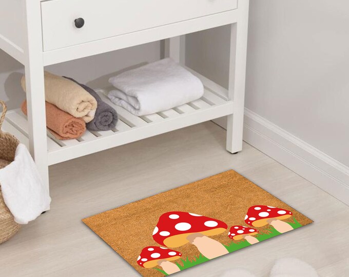 Red Mushroom Door Mat, Logo Mat Doormat, Funny Doormat, Unique Birthday Present, Housewarming Mat