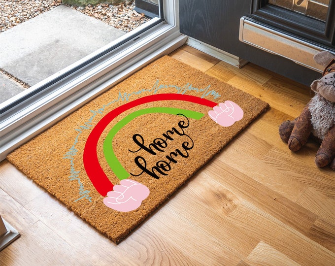 Home Doormat, Rainbow Doormat, Housewarming Gift, Welcome Doormat, Personalized Gift, Custom Door Mat For Front Door, Customize Doormat