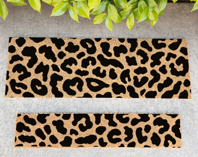 Leopard Print Doormat, Cheetah Doormat, Personalized Custom Doormat, Personalized Gift, Painted Doormat For Housewarming Gift