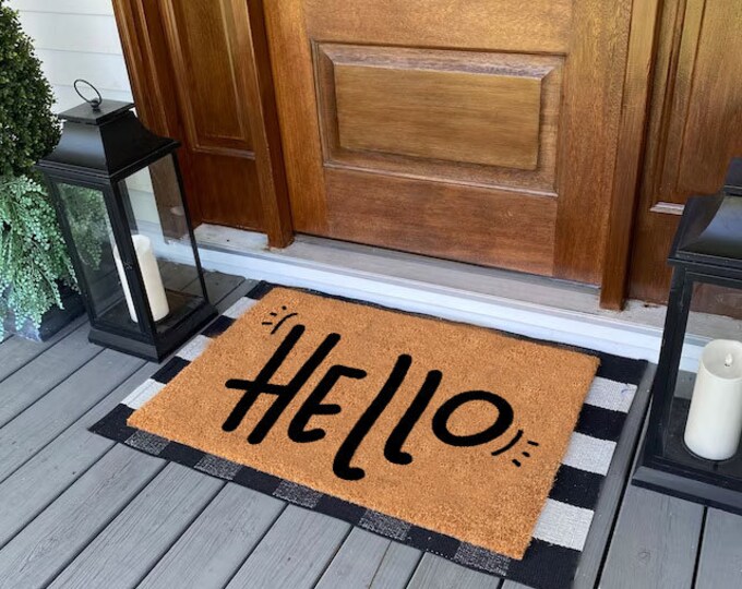 Hello Doormat, Housewarming Gift, Personalized Doormat, Closing Gift, Funny Doormat, Custom Doormat, Welcome  Doormat, Front Doormat