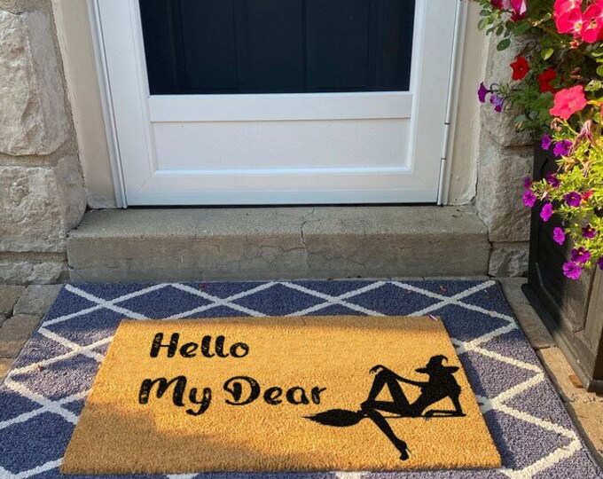 Hello My Dear Doormat, Pumpkin Doormat, Witch Doormat, Spring Door Mat, Summer Door Mat, Summer Porch, Porch Decor, Outdoor Rug