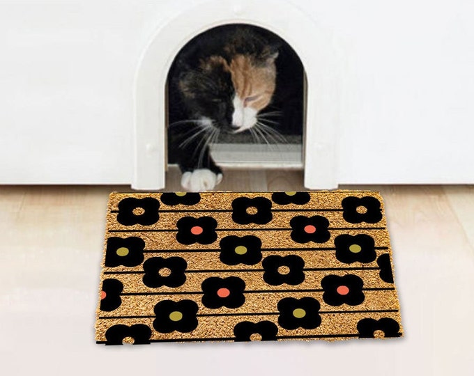 Flower Doormat, Cute Doormat, Natural Coir Mat, Housewarming Gift Doormat, Outdoor Doormat, Custom Coir Door Mat, Custom Doormat