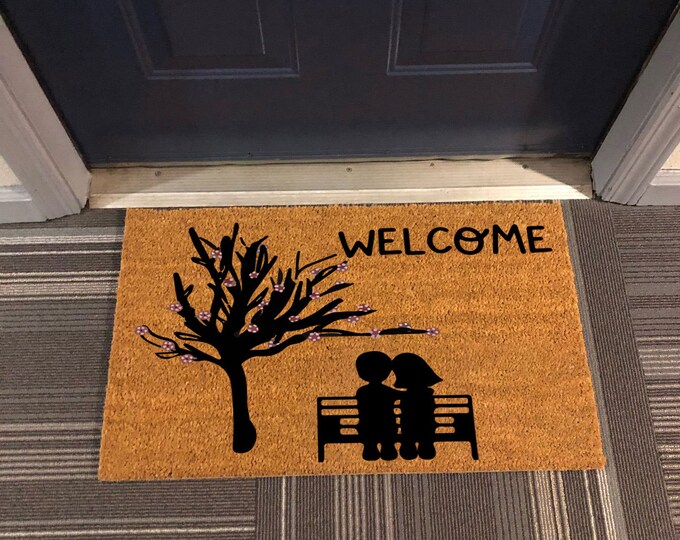 Welcome Door Mat, Personalised Front Door Mat, Custom Printed First Home, Couple's Gift, Couple's Home