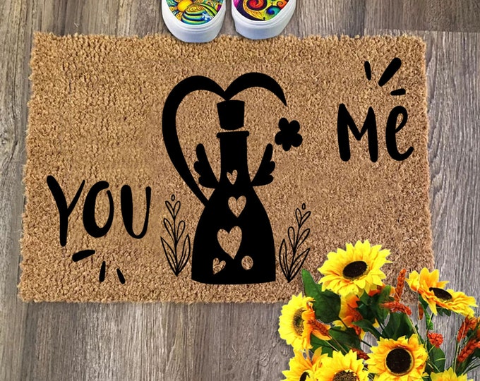 You love me Doormat, Personalize Doormat, Welcome Mat, Cool Doormat, Custom Coir Door Mat For Front Door, Housewarming Gift