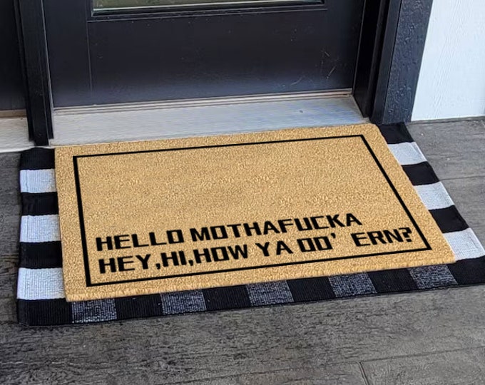 Hello Mothafucka Hey,Hi,How Ya Do’ern? Doormat, Welcome Mat, Mini Playhouse Doormat, Small Doormat, Kid's Doormat, Small Welcome Mat