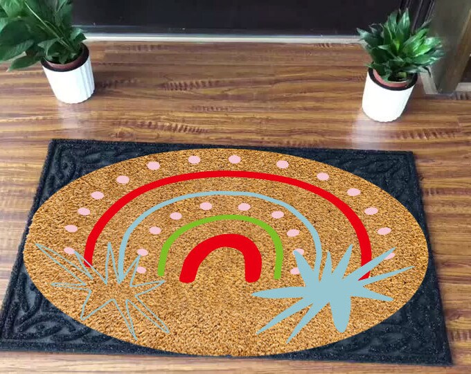 Rainbow Doormat, Front Doormat, Customize Doormat, Housewarming Gift, Welcome Doormat, Personalized Gift, Custom Door Mat For Front Door