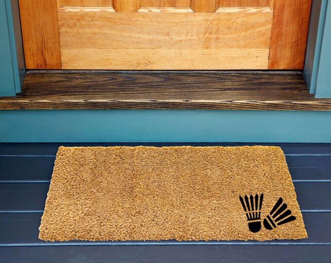 Badminton Doormat, Funny Doormat, Welcome mat, Personalized Door Mat, Custom door mat