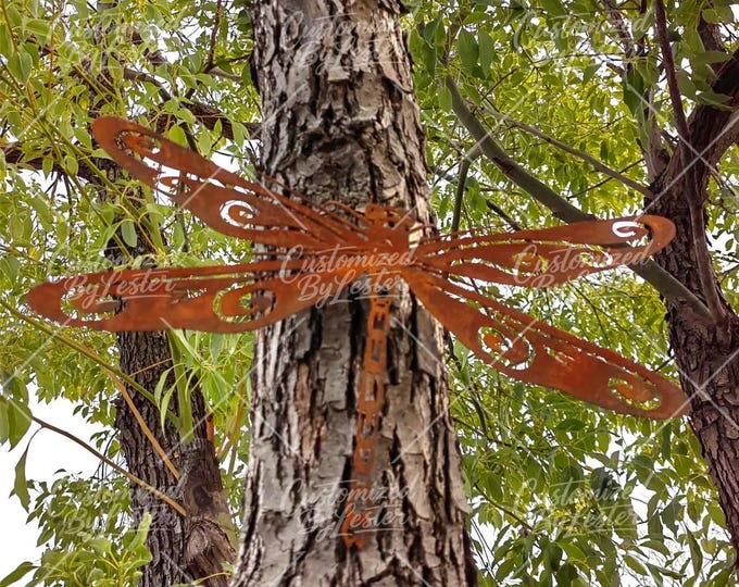 Rusted Metal Dragonfly Statue, Metal Insect Art, Handmade Iron Garden Decor, Rusty Dragonfly Sculpture, Unique Yard Art, Garden Ornaments