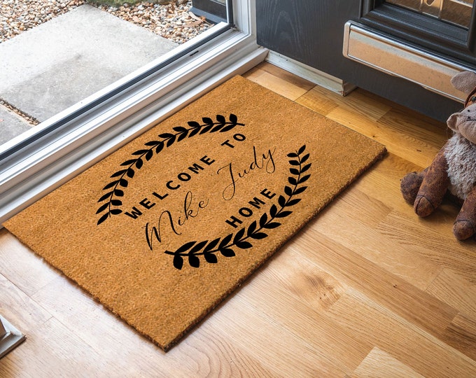 Welcome Mike Jody Home Doormat, Custom Door Mat For Front Door, Personalized Custom Doormat, Painted Doormat For Housewarming Gift