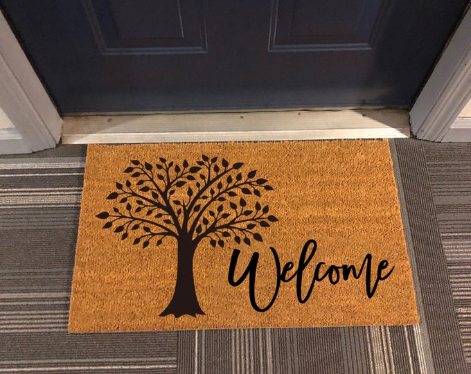 Welcome Doormat, Outdoor Doormat, Custom Coir Door Mat For Front Door, Cute Doormat, Housewarming Gift Doormat, Funny Doormat, Tree Of Life