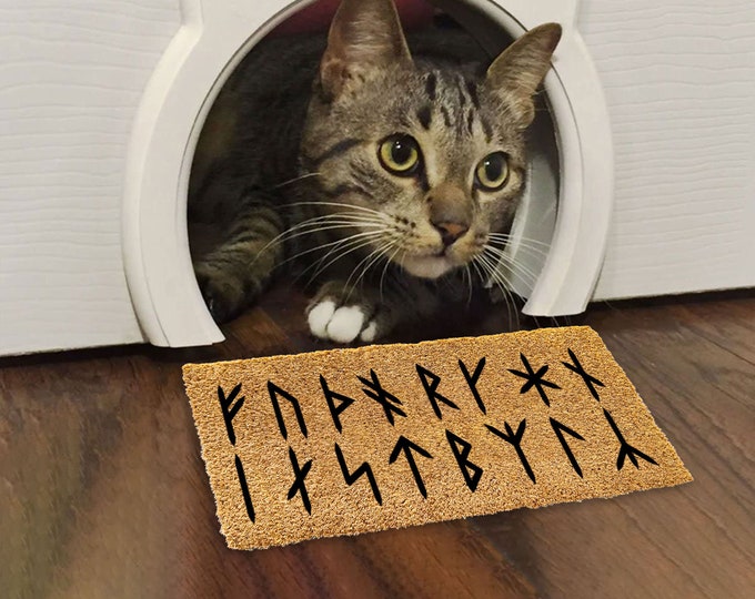 Younger Futhark Doormat, Custom Doormat, Housewarming Gift, Grandma Gift, Welcome Doormat