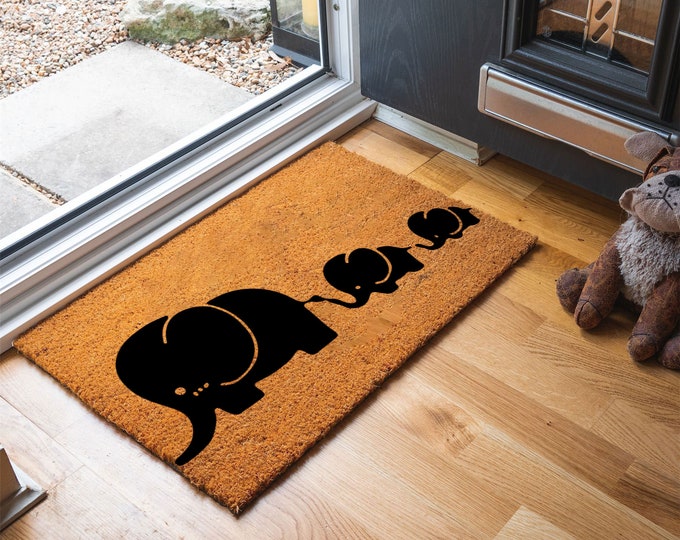Welcome Doormat, Elephant Home Decor Gift, Family gift, Housewarming Gift, Front Door Mat, Coir Doormat, Newlywed Gift, Wedding Gift
