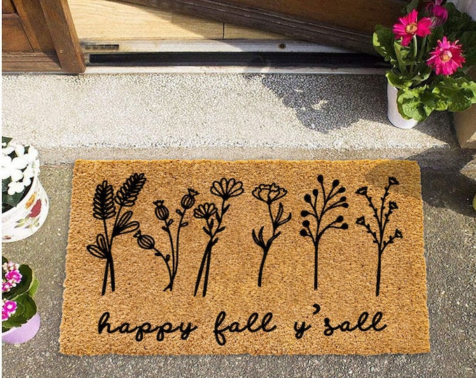 Happy Fall Y'sall Doormat, Custom Door Mat, Funny Doormat, Personalized Gift, Custom Door Mat For Front Door, Welcome Mat, Custom Doormat