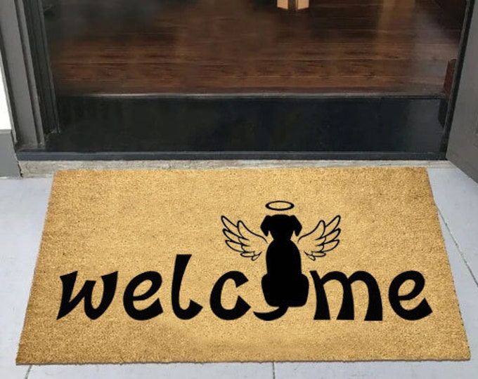 Welcome Dog Mat, Custom Door Mat For Front Door, Personalized Custom Doormat, Personalized Gift, Dog Lover Gift