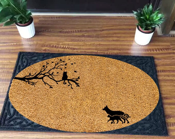 Cat Doormat, Housewarming Gift, Personalized Custom Doormat, Customize Doormat, Coir Doormat