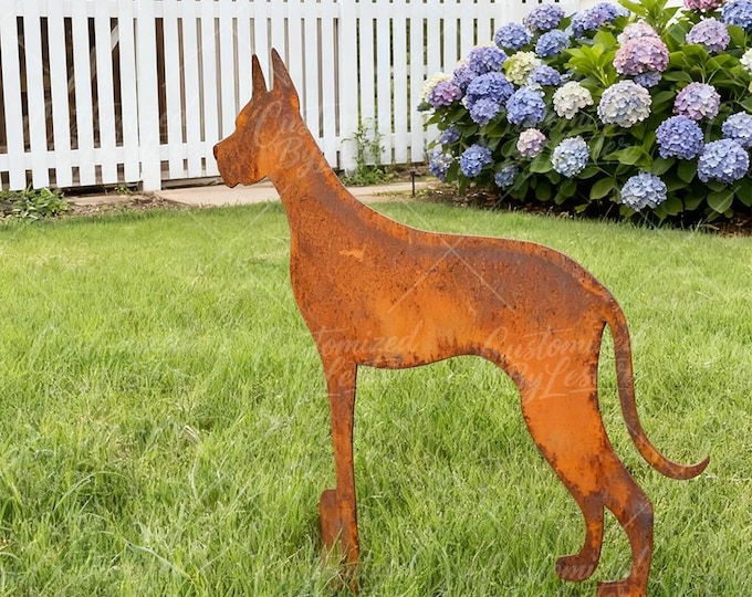 Rusty Metal Doberman Garden Stake,  Guard Dog Sculpture,  Outdoor Yard Art, Pet Memorial Gift, Modern Rustic Decor, Welded Metal Dog Statue