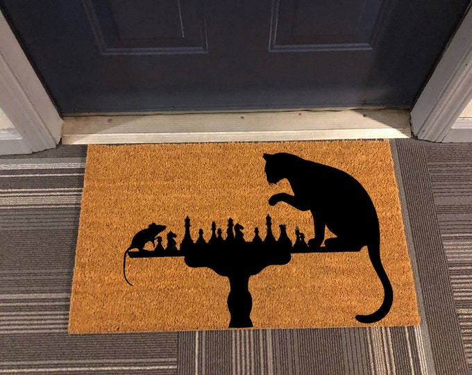 Cat And Mouse Doormat, Cat Doormat, Custom Door Mat For Front Door, Personalized Custom Doormat