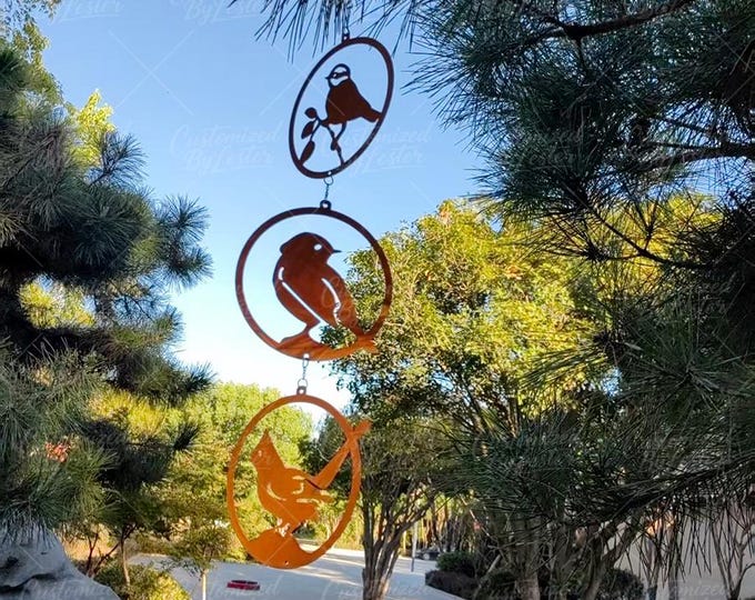 Set of 3 Rustic Metal Bird Garden Art, Outdoor Patio Decor, Metal Birds Outdoor Art, Rustic Metal Bird Statues, Rustic Yard Art for Patio