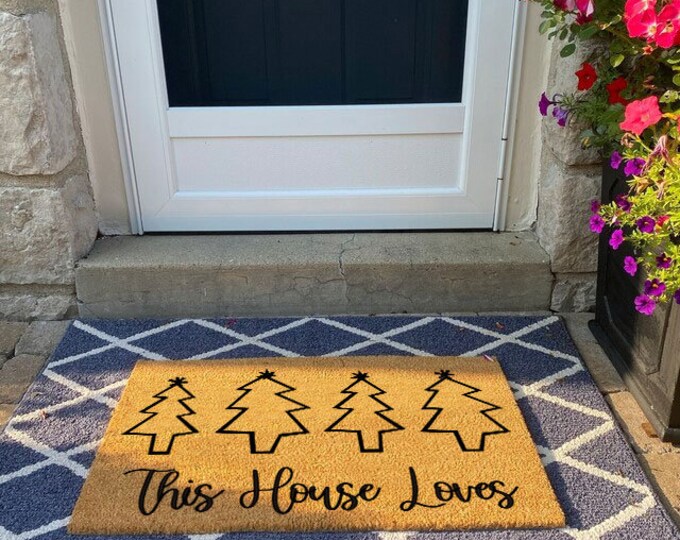 This House Loves Doormat, Custom Coir Door Mat, Custom Doormat, Cute Doormat, Natural Coir Mat, Housewarming Gift Doormat, Outdoor Doormat