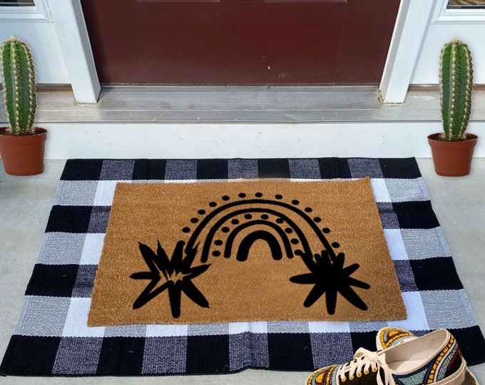 Star Rainbow Doormat, Personalized Custom Doormat, Personalized Gift, Painted Doormat For Housewarming Gift