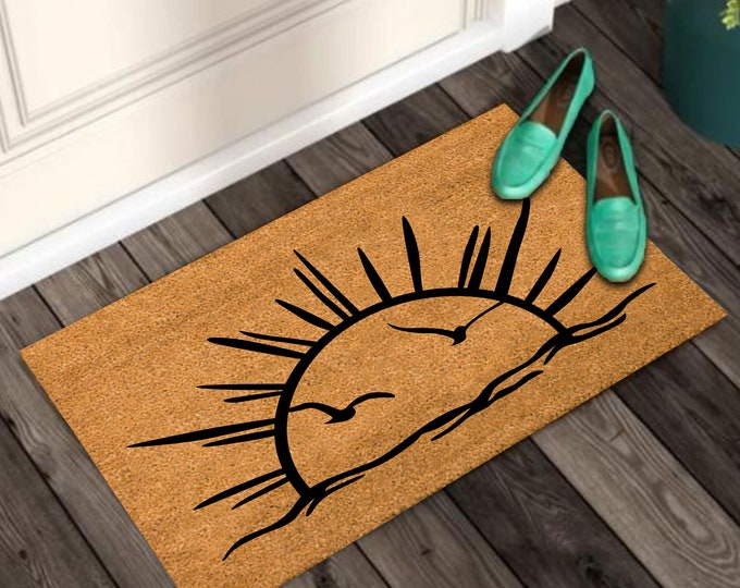 Sunrise Bird Doormat, Personalized Gift, Custom Door Mat For Front Door, Personalized Home Decor, Custom Shop Logo Mat