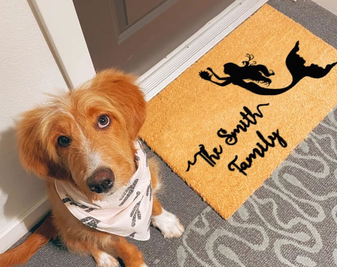 The Smith Family Door Mat, Personalized Gift, Custom Door Mat For Front Door, Painted Doormat For Housewarming Gift