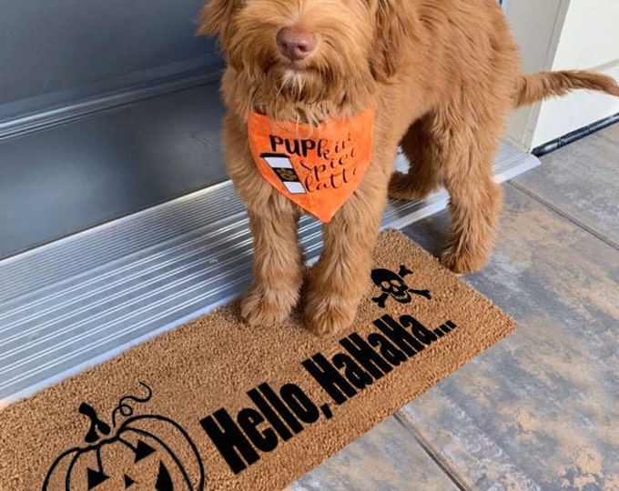 Halloween Doormat, Hello hahaha...Doormat, Front Doormat, Personalized Doormat, Closing Gift, Welcome Doormat