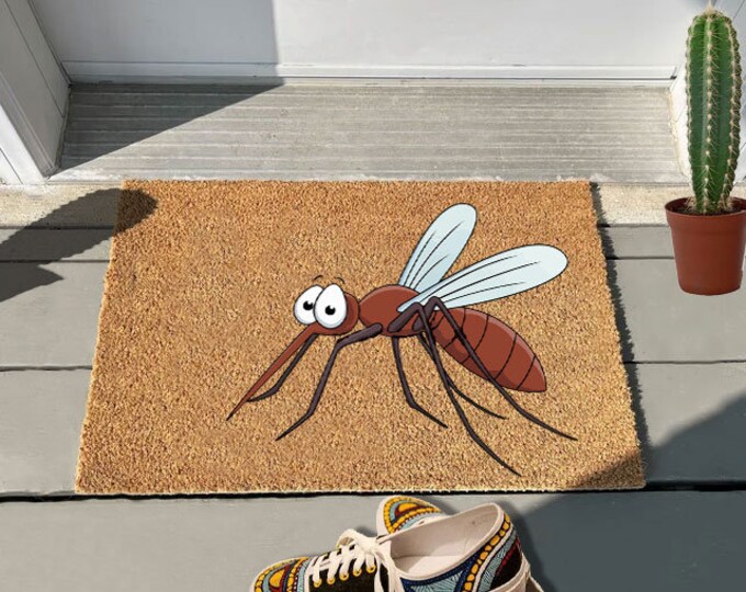 Mosquito Doormat, Custom Doormat, Personalized Gift, Painted Doormat For Housewarming Gift, Personalized Doormat