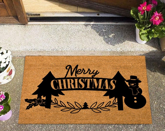 Merry Christmas Doormat, Personalized Gift, Custom Door Mat For Front Door, Personalized Home Decor, Custom Shop Logo Mat