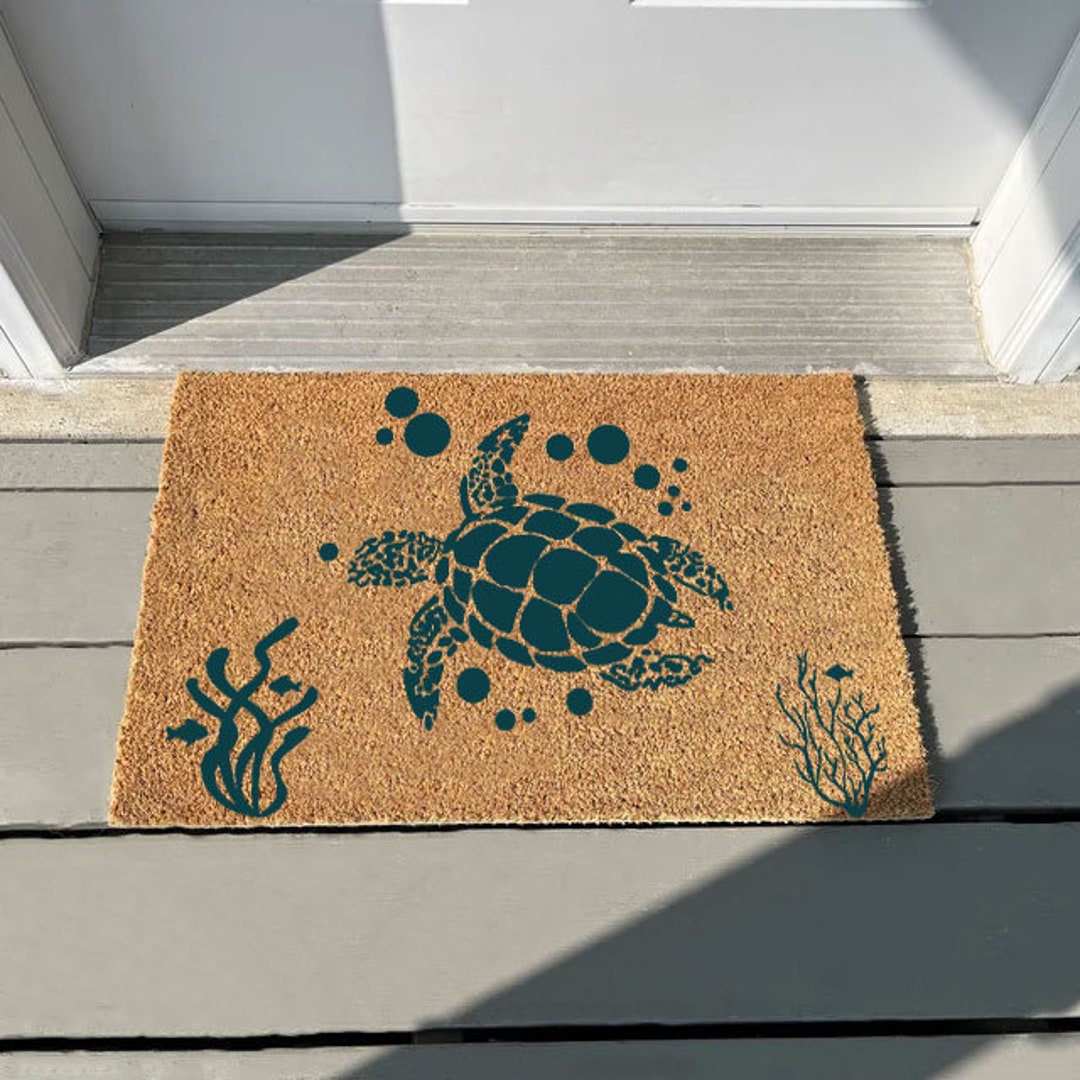 Turtle Doormat, Personalized Custom Doormat, Personalized Gift, Painted