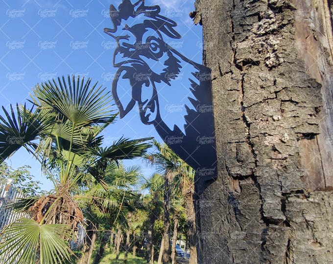 Black Rooster Garden Tree Stake, Dark Gothic Rooster Garden Stake Decor, Decorative Yard Stake, Unique Tree Stump Sculpture, Outdoor Art