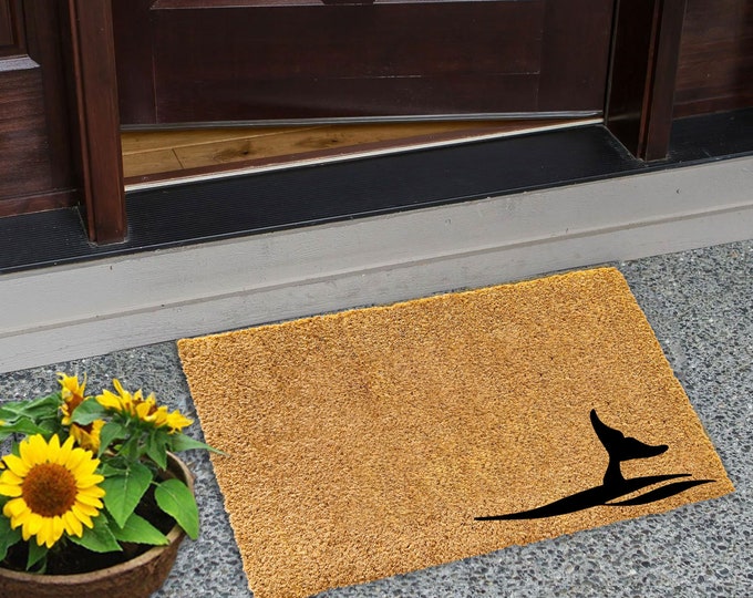 Whale Falling Water Doormat, Custom Door Mat For Front Door, Painted Doormat For Housewarming Gift, Welcome Doormat