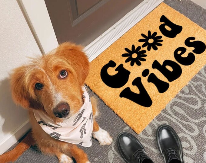 Good Vibes Doormat, Custom Door Mat For Front Door, Personalized Custom Doormat, Personalized Gift, Painted Doormat For Housewarming Gift