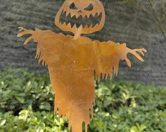 Rusty Metal Scarecrow Garden Stake, Handmade Weatherproof Outdoor Decor, Vintage Farmhouse Yard Art, Rustic Halloween & Fall Decoration