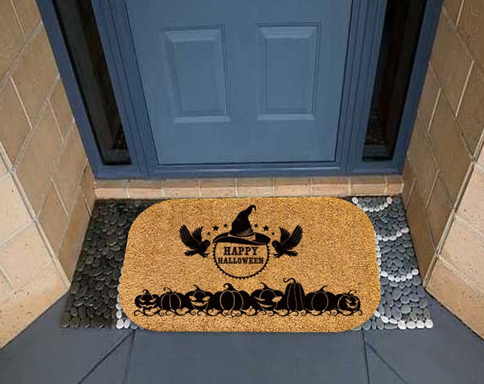 Happy Halloween Doormat, Funny Doormat, Personalized Gift, Custom Door Mat For Front Door