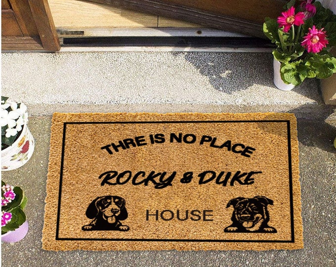 There Is No Place Doormat, Custom Doormat, Personalized Custom Doormat, Personalized Gift, Painted Doormat For Housewarming Gift